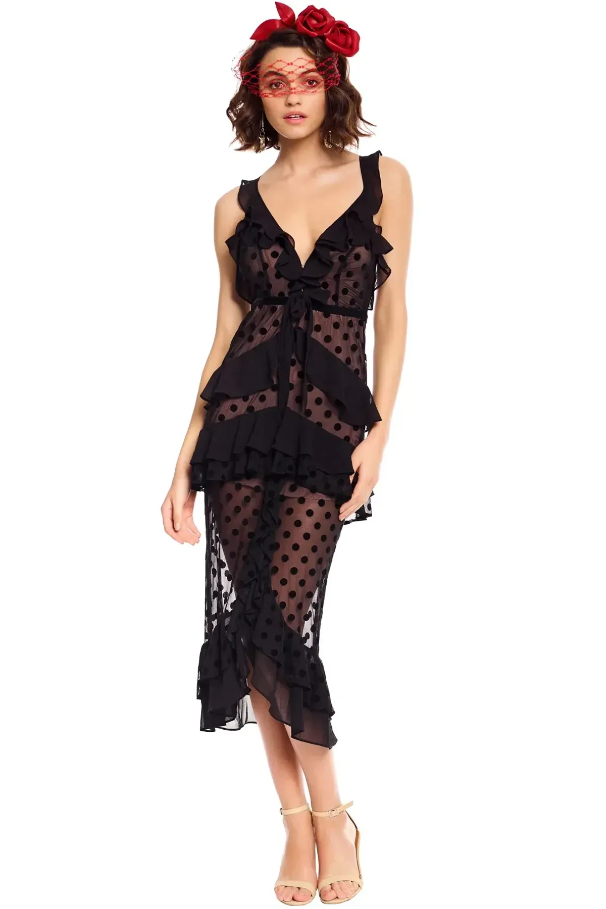 For Love and Lemons Black Polka Dot Dress Black Size M for rent on The Volte - main image