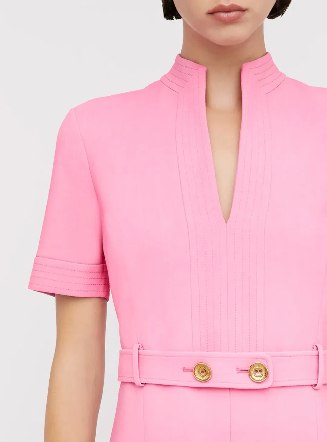 Scanlan Theodore Tailored Pleat Dress Pink Size 6 for rent on The Volte - main image