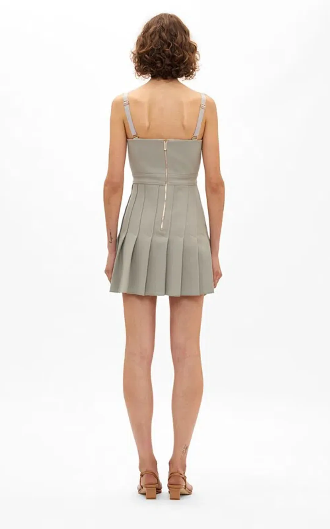 Dion Lee Column Pleated Mini Dress Grey Size 8 for rent on The Volte - main image