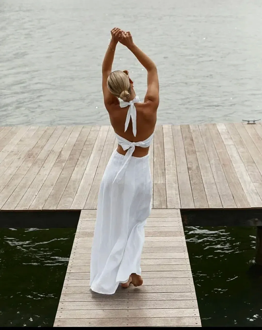 Dissh Layne Halter Midi Dress White Size 8  for rent on The Volte - main image