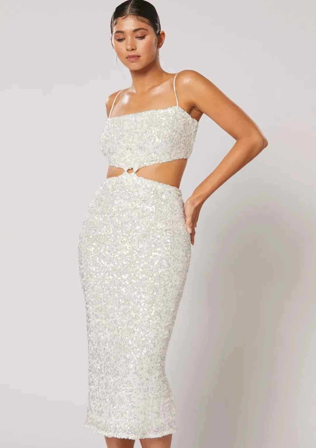 Winona Asha Ring Dress White Sequin Size 10 for rent on The Volte - main image