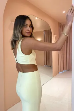Bec & Bridge Scout Cut Out Midi Dress in Lemonade Size 10  for rent on The Volte - image 5