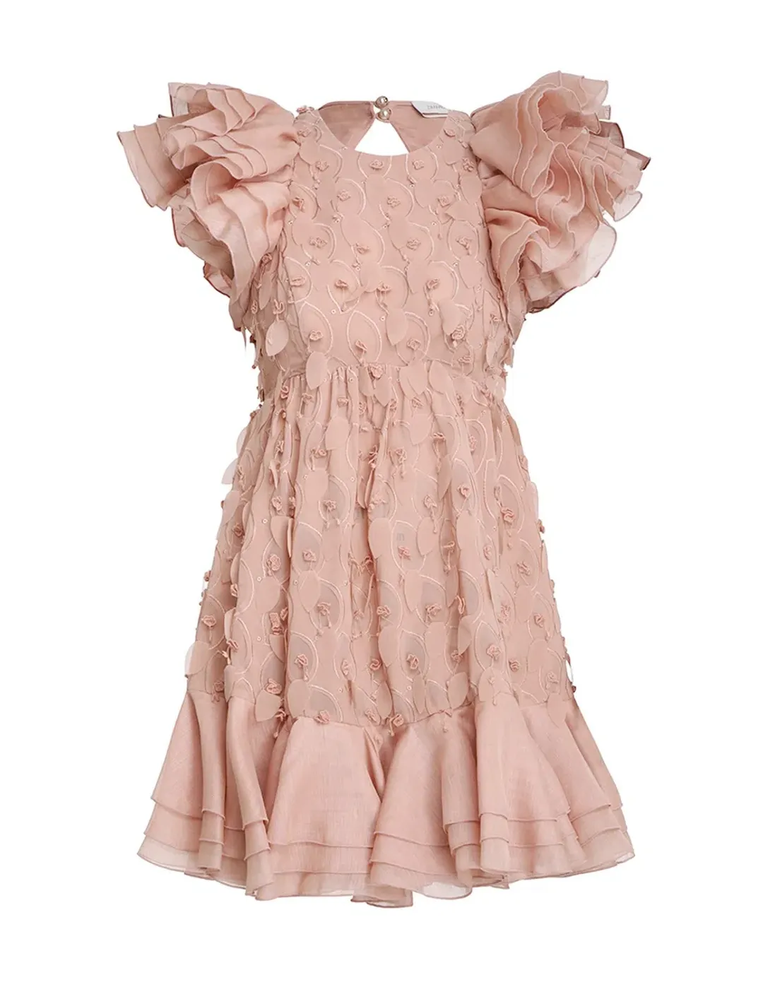 Zimmermann Dancer Frilled Mini Dress Blush Size 0/Au 8 for rent on The Volte - main image