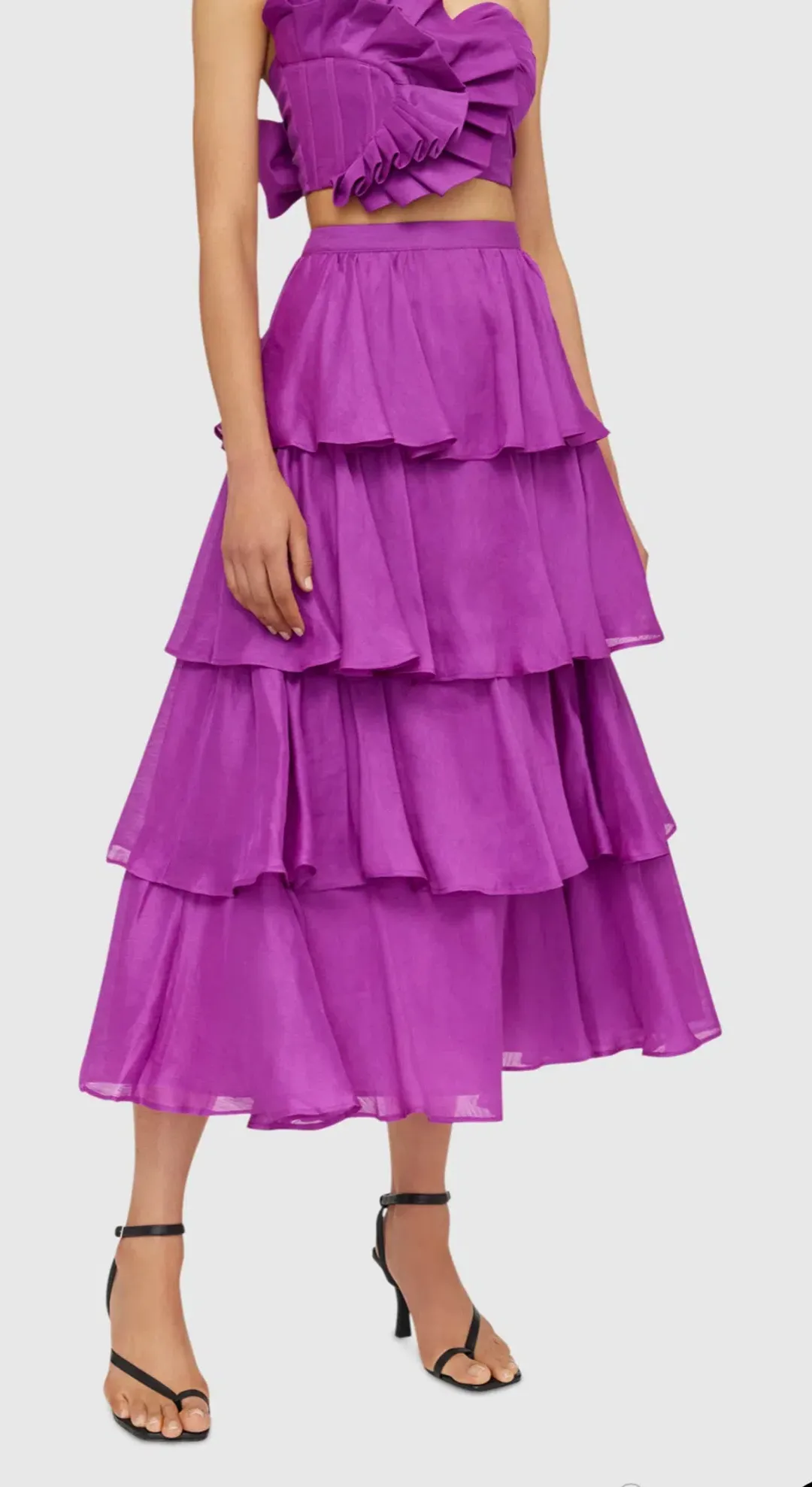 Leo and Lin Violet Wrap Bustier & Tiered Skirt Set Size 8 for rent on The Volte - main image
