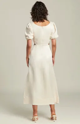 Ginia Indienne Silk Linen Midi Dress White Size 10 for rent on The Volte - image 3