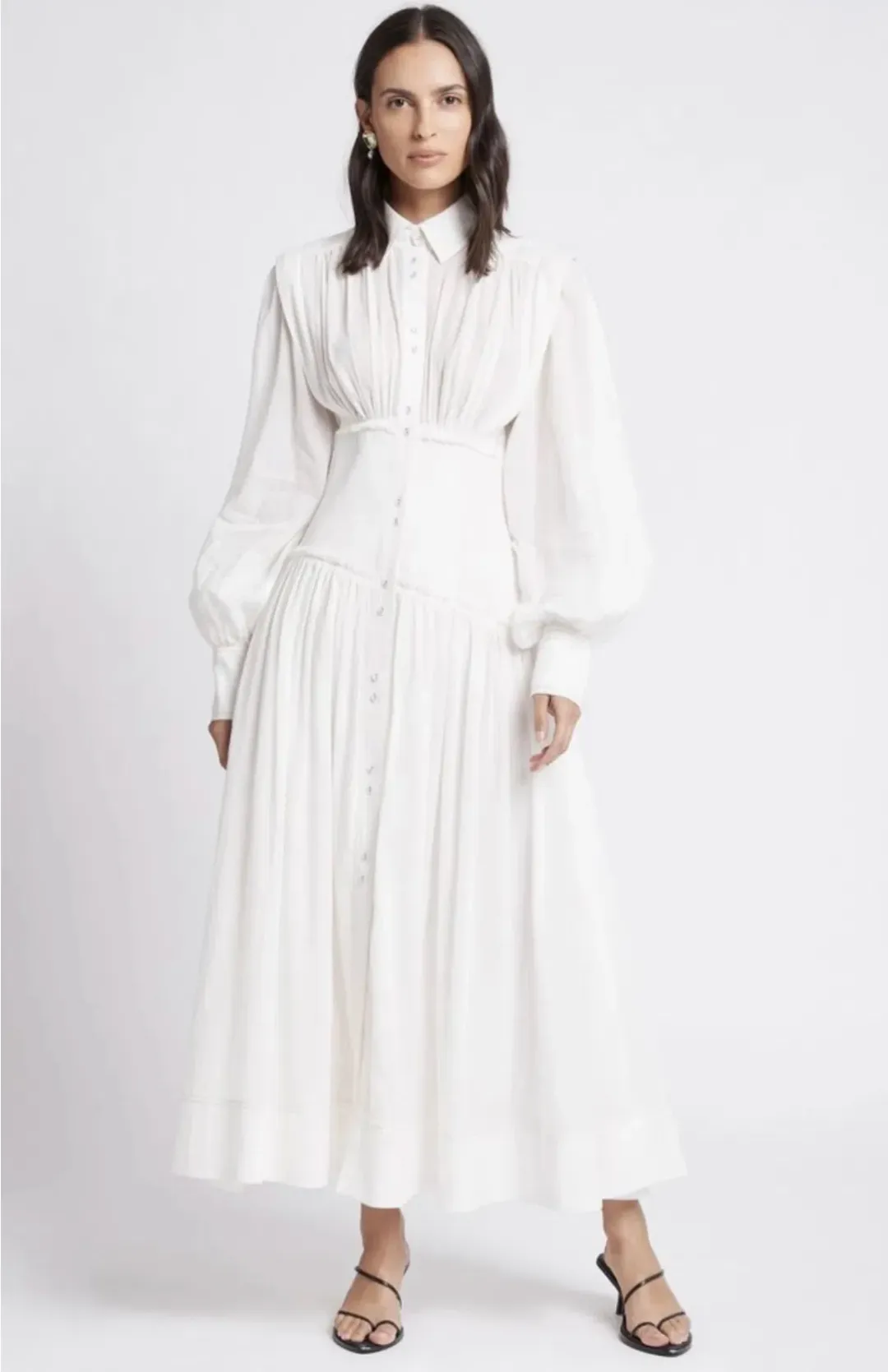 Aje Utopia Long Sleeve Dress White Size 6 for rent on The Volte - main image