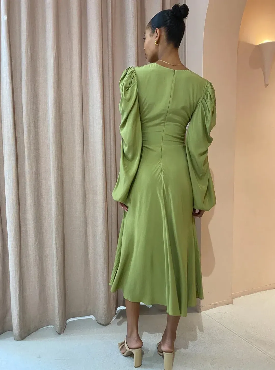 By Johnny Emily Twist Midi Dress Sea Green Size 8 for rent on The Volte - main image