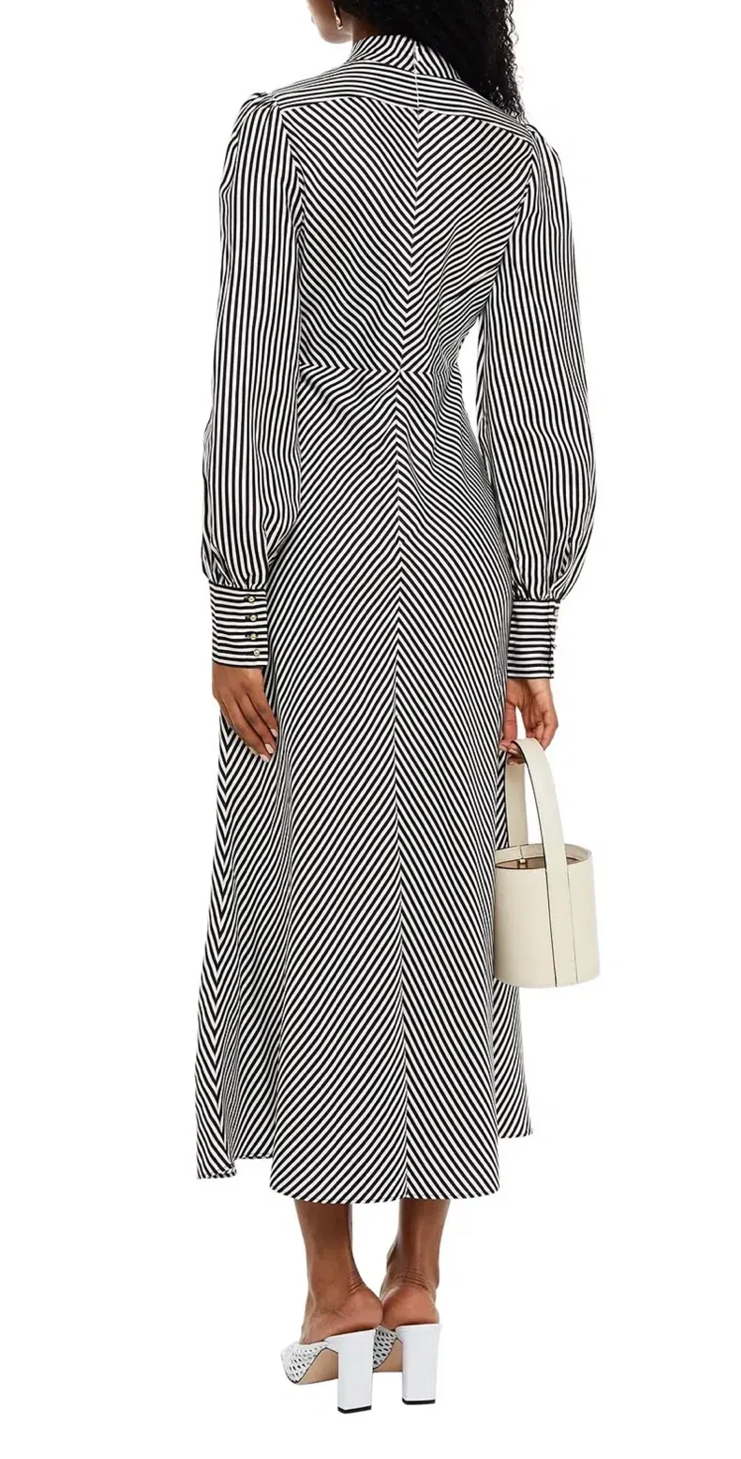 Zimmermann Striped Satin Twill Midi Dress Black/White Size 0 / AU 6-8 for rent on The Volte - main image