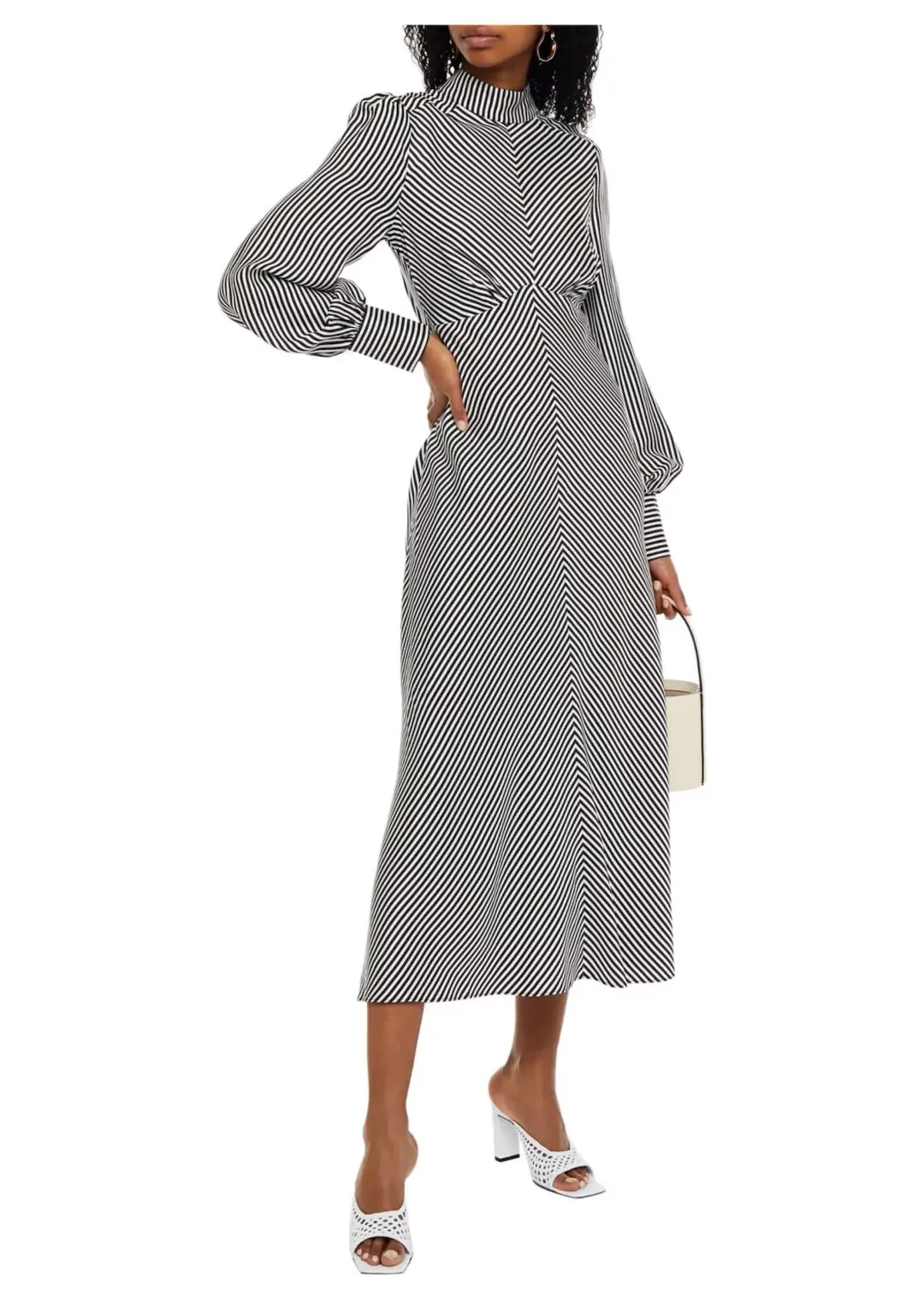 Zimmermann Striped Satin Twill Midi Dress Black/White Size 0 / AU 6-8 for rent on The Volte - main image
