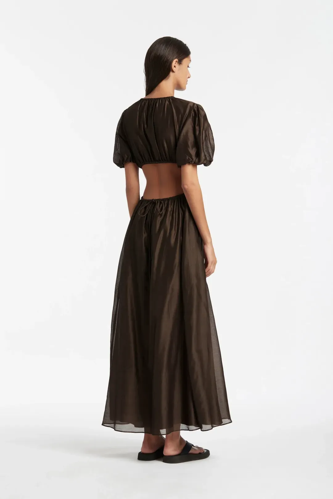 Sir The Label Anje Puff Sleeve Gown In Chocolate Size AU 10  for rent on The Volte - main image