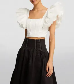 Aje Vanades Frill Crop Top & New Wave Mini Skirt Set Ivory Size 8 for rent on The Volte - image 2