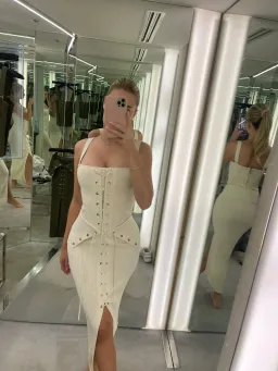 Dion Lee Lace Up Eyelet Skirt and Top Set Beige Size 6 for rent on The Volte - image 6