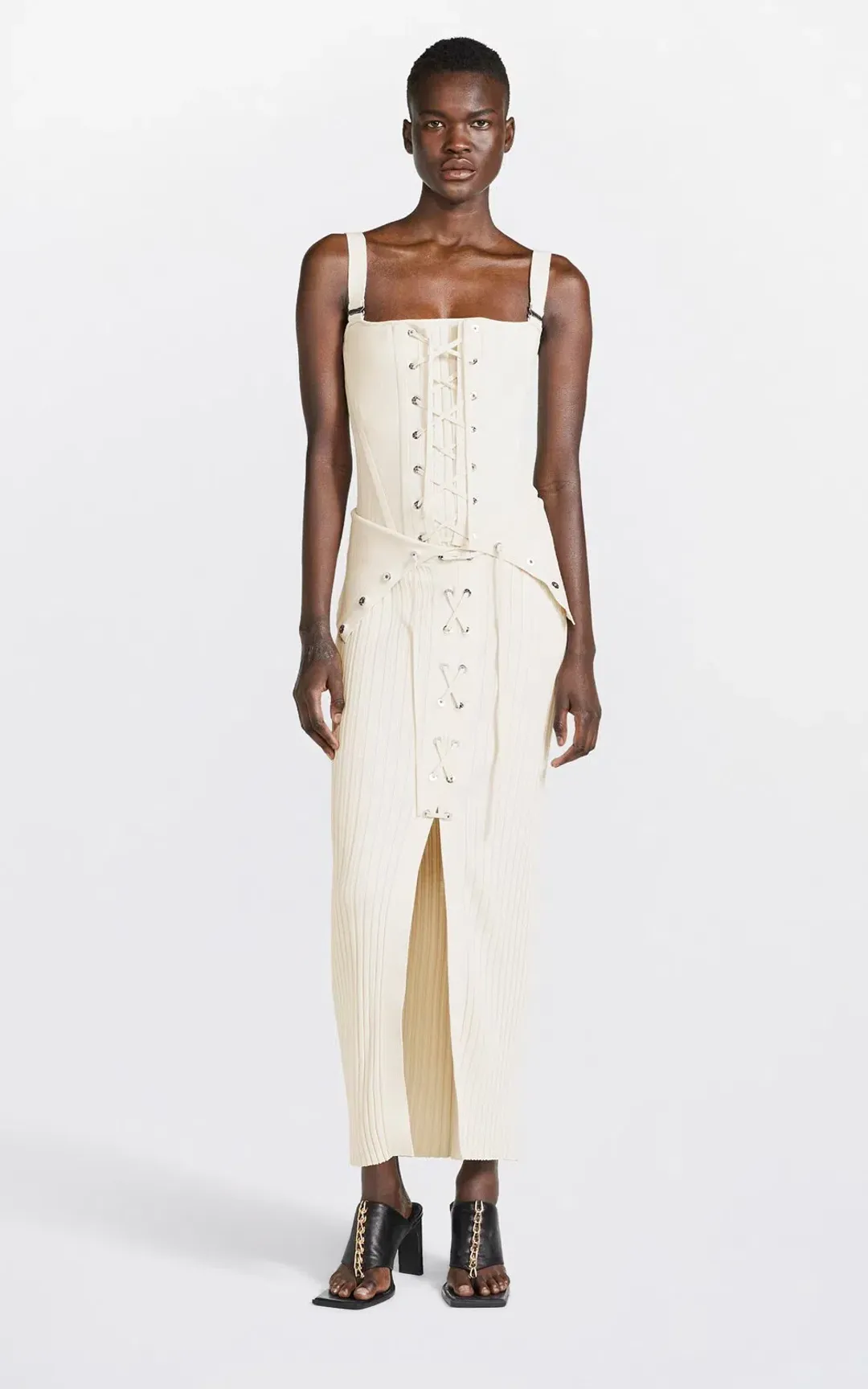 Dion Lee Lace Up Eyelet Skirt and Top Set Beige Size 6 for rent on The Volte - main image