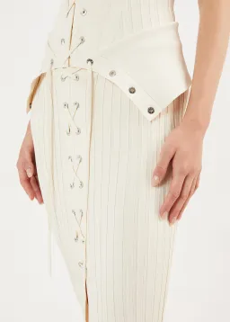 Dion Lee Lace Up Eyelet Skirt and Top Set Beige Size 6 for rent on The Volte - image 2