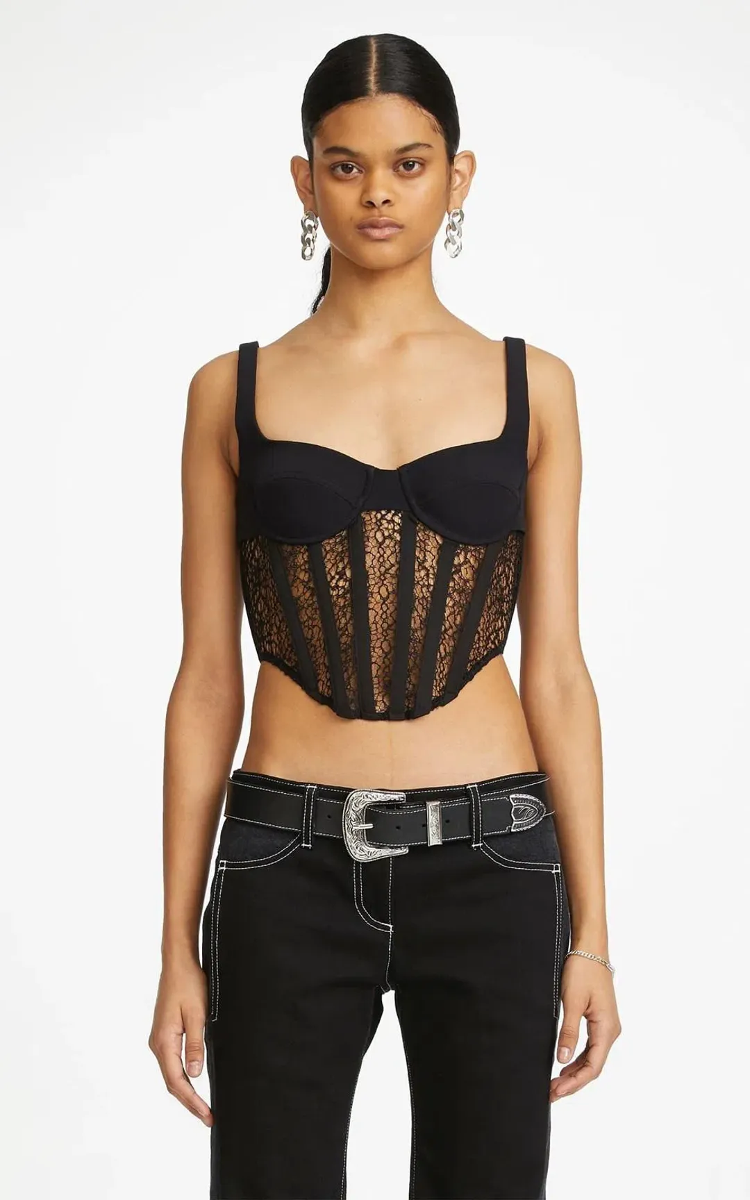 Dion Lee Contour Combo Corset Top Black Size 6 for rent on The Volte - main image