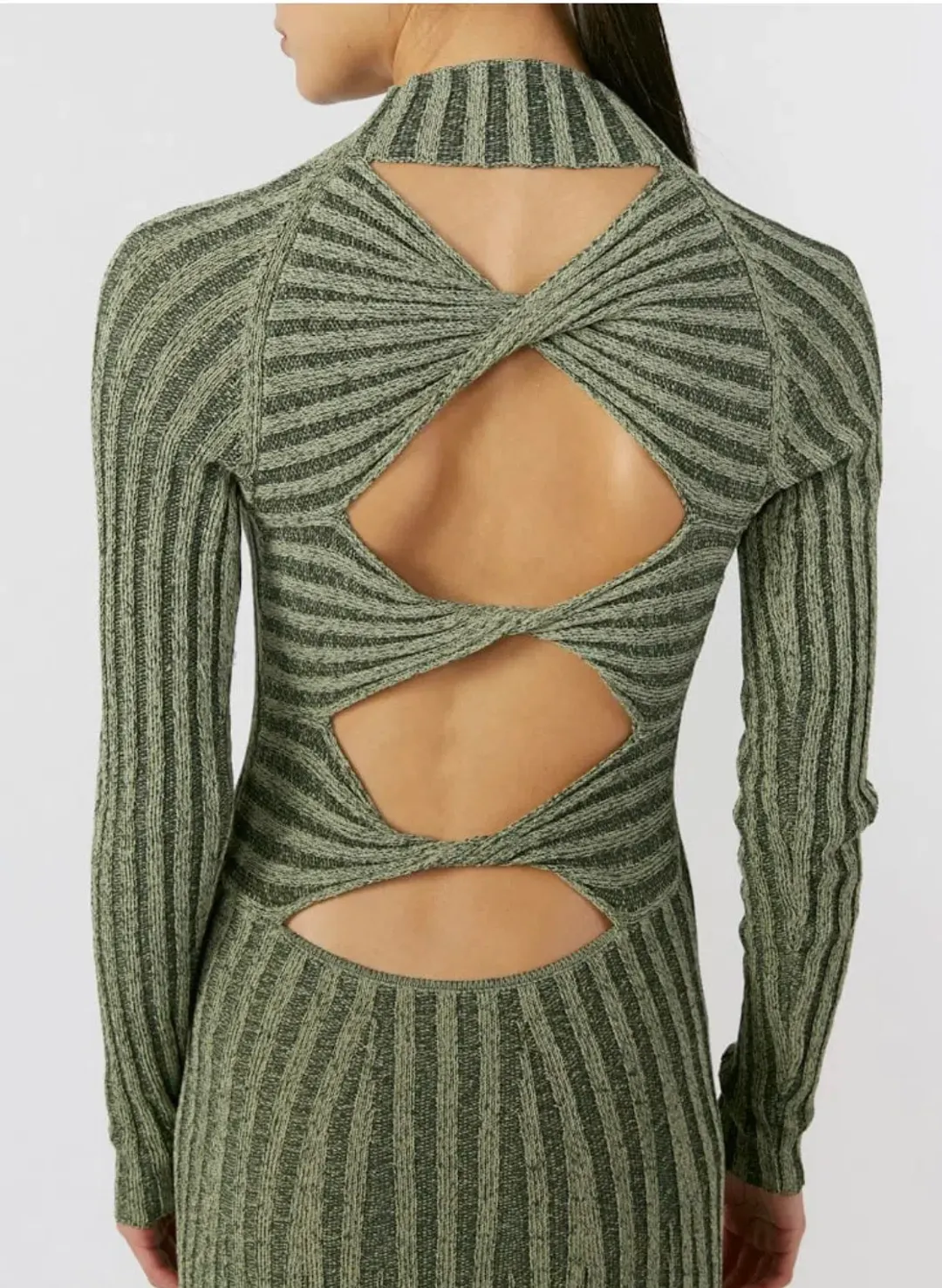 Dion Lee Twist Back Rib Knit Dress Green Size 8 for rent on The Volte - main image