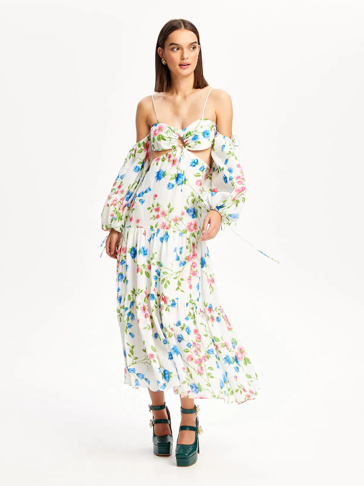 Alice McCall Rolling Meadows Midi Dress Bluebell Print Size 8 for rent on The Volte - main image