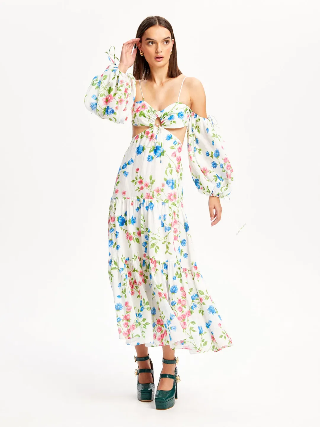 Alice McCall Rolling Meadows Midi Dress Bluebell Print Size 8 for rent on The Volte - main image