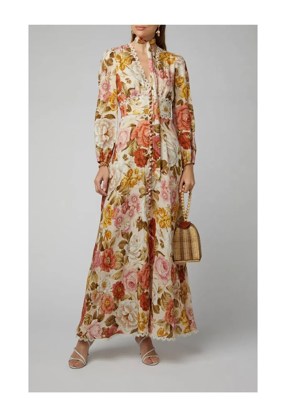 Zimmermann Bonita Linen Dress Lemon Floral Size 2 / AU 12 for rent on The Volte - main image