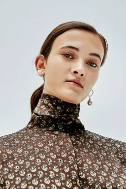 Scanlan Theodore Brown Silk Dress Print Size 6  for rent on The Volte - image 2