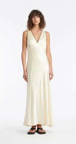 Sir the Label Willa V Neck Midi Dress Yellow Size 2 / AU 10 for rent on The Volte - image 2