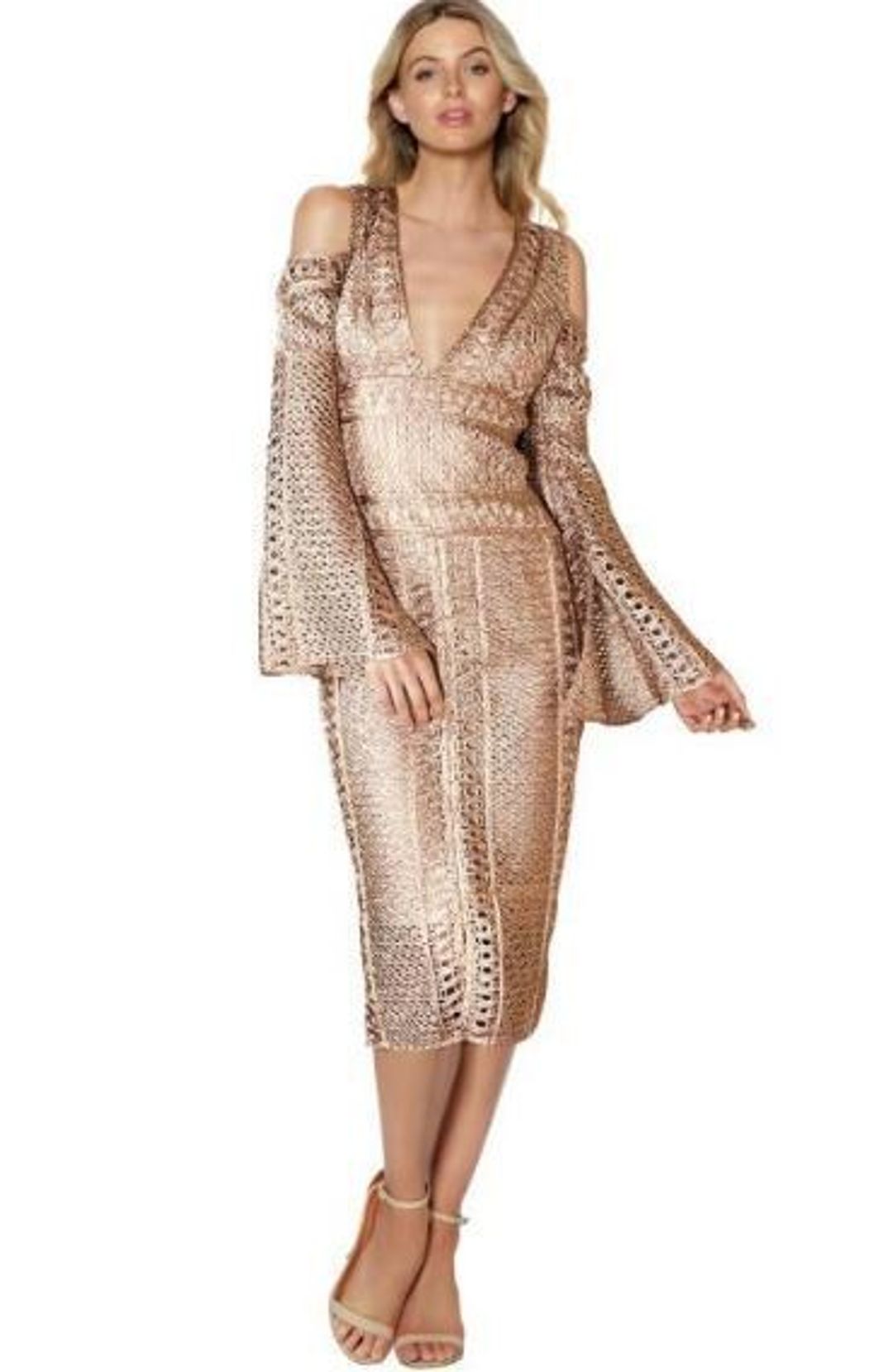 Thurley Sonnet Dress - Gold Size 10 for rent on The Volte - main image