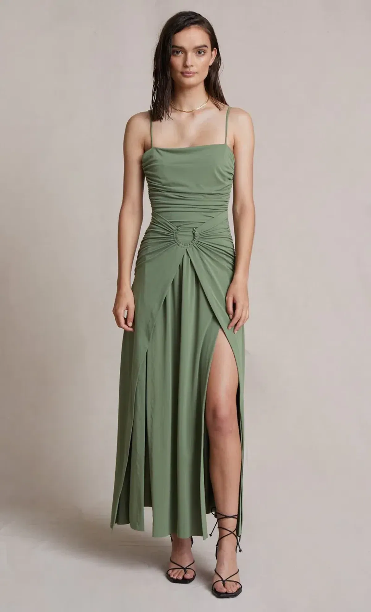Bec & Bridge Vixen Maxi Dress in Olive Green Size 10 for rent on The Volte - main image