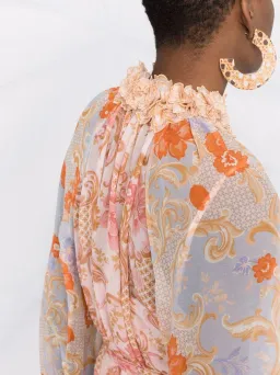 Zimmermann Postcard Lantern Floral Mini Dress Mixed Swirl Floral Size 1 / Au 10  for rent on The Volte - image 3