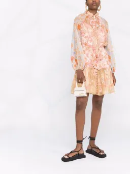 Zimmermann Postcard Lantern Floral Mini Dress Mixed Swirl Floral Size 1 / Au 10  for rent on The Volte - image 4