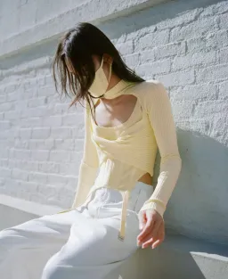Dion Lee Twist Back Long Sleeve Knit Top Lemon Yellow Size 8 for rent on The Volte - image 8