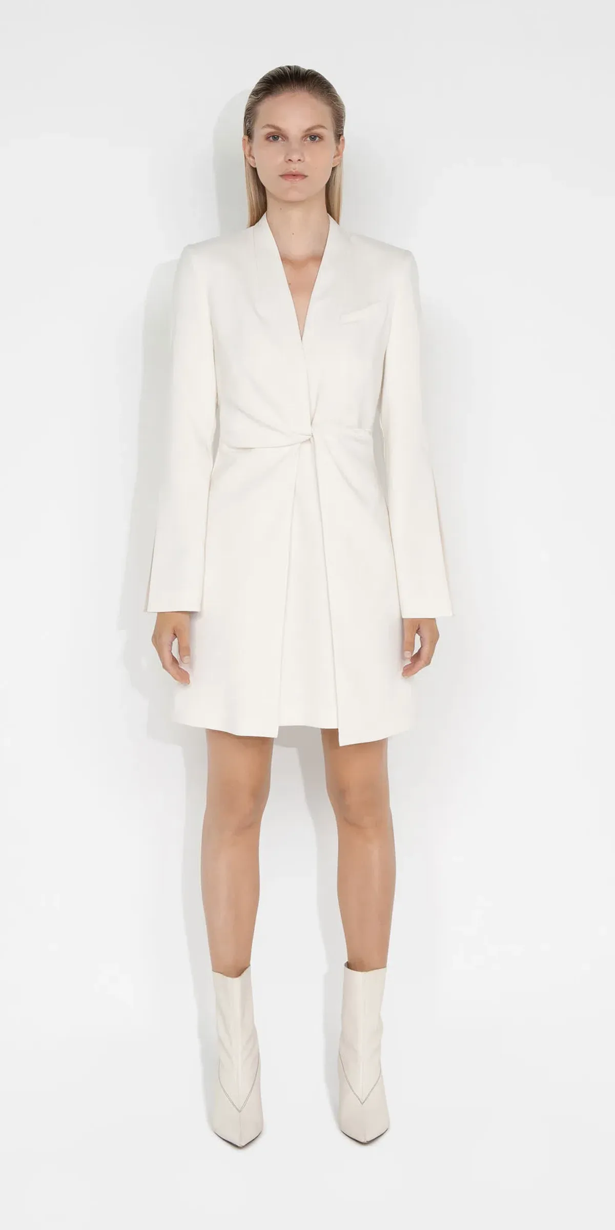 Cue Ivory Twist Front Dress in Ecru Cream Size 10 for rent on The Volte - main image