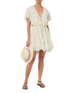 Shona Joy Stella Ruffle Dress Cream Size 10 for rent on The Volte - image 1