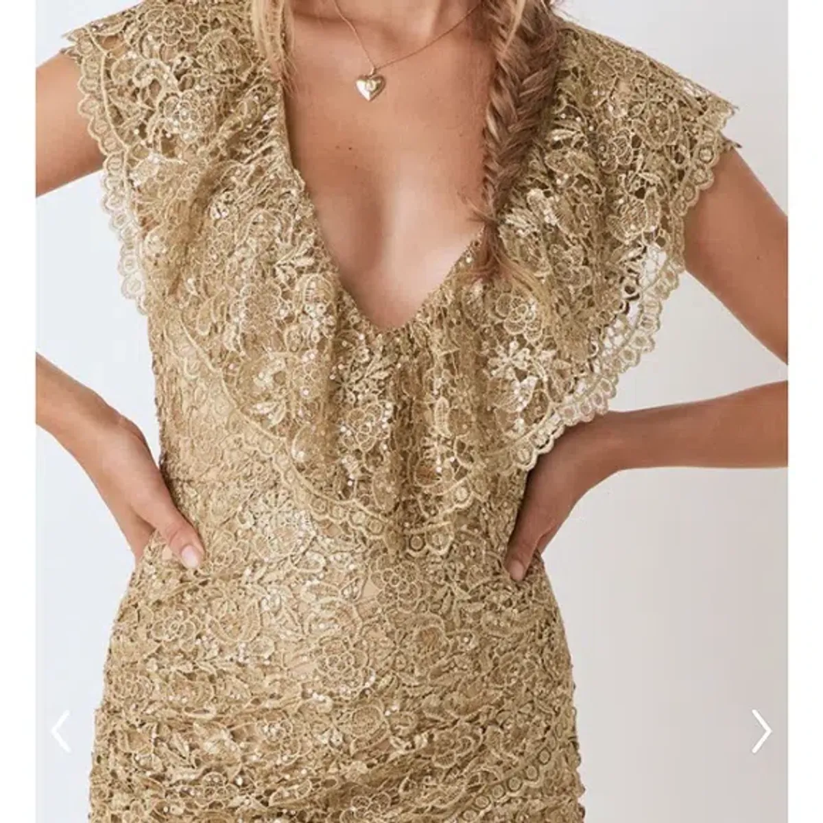 Spell & The Gypsy Nina Shift Dress Gold Size 8 for rent on The Volte - main image