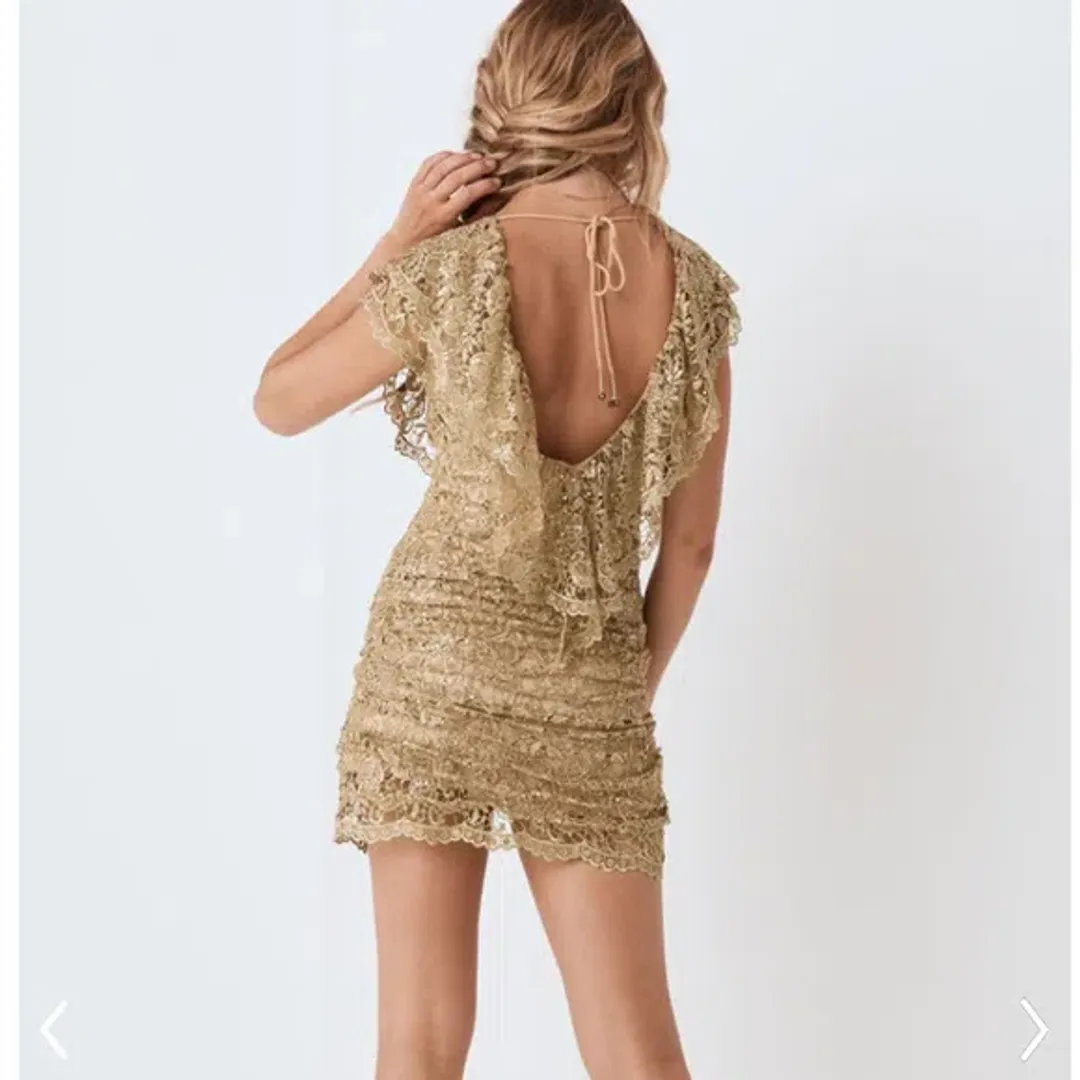Spell & The Gypsy Nina Shift Dress Gold Size 8 for rent on The Volte - main image