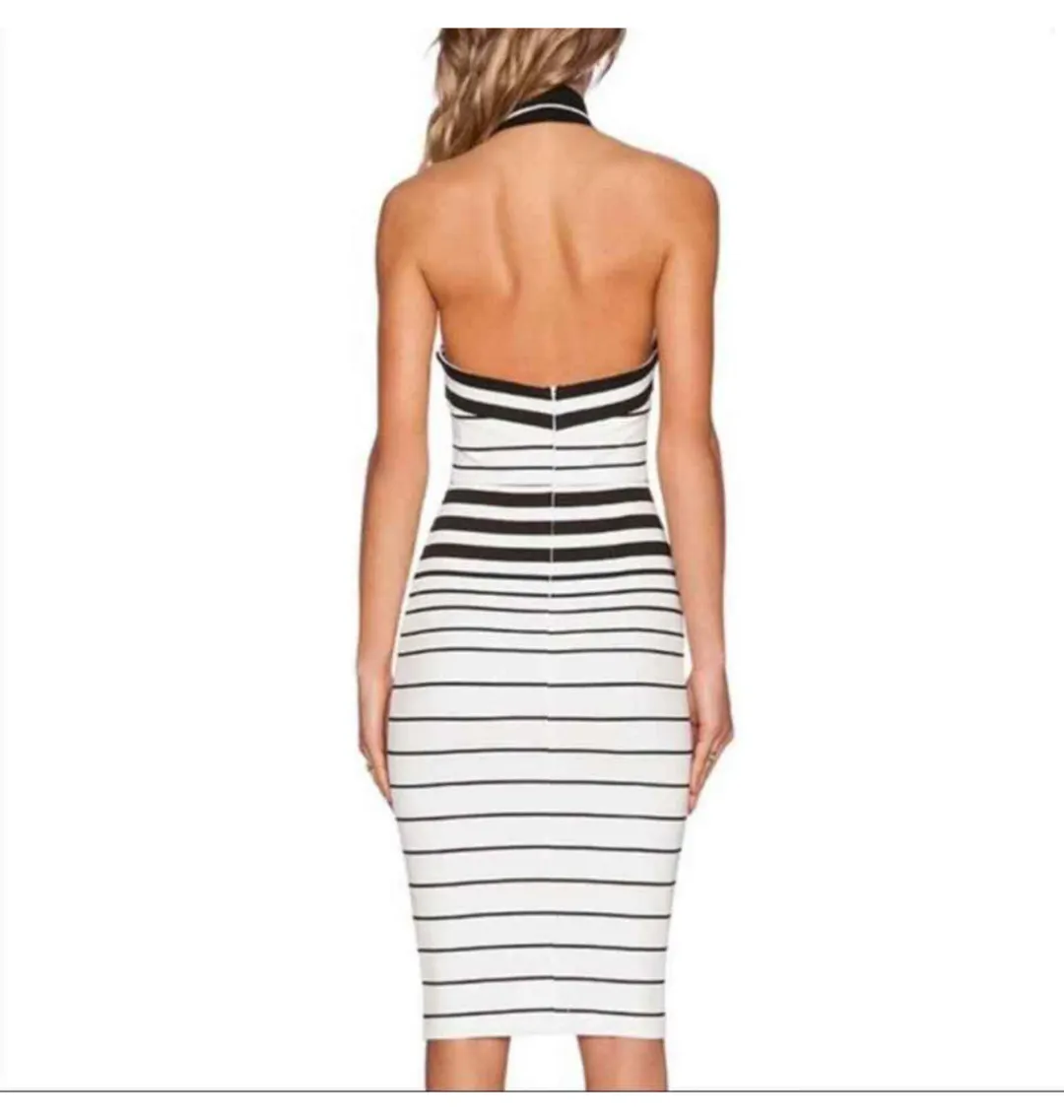 Bec & Bridge Zodiac Halter Dress Stripe Size AU 8 for rent on The Volte - main image
