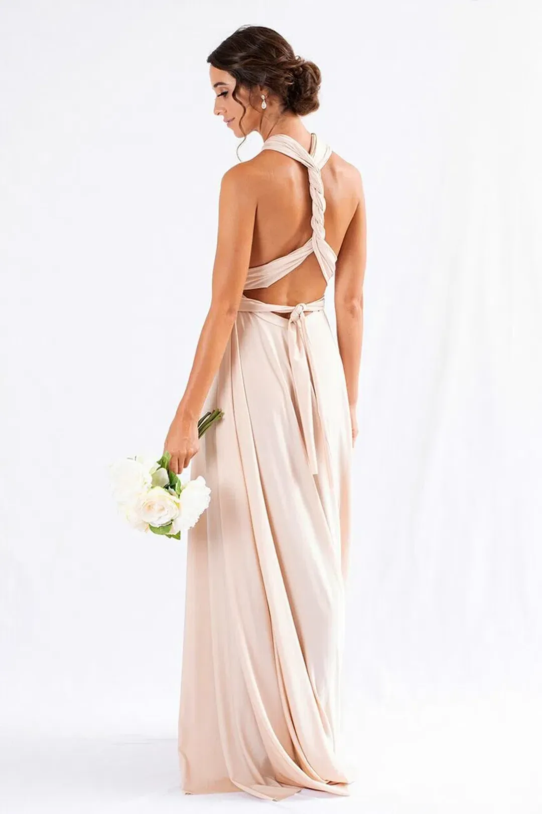 Model Chic Luxe Satin Multi-Way Infinity Dress Nude Size 10 for rent on The Volte - main image