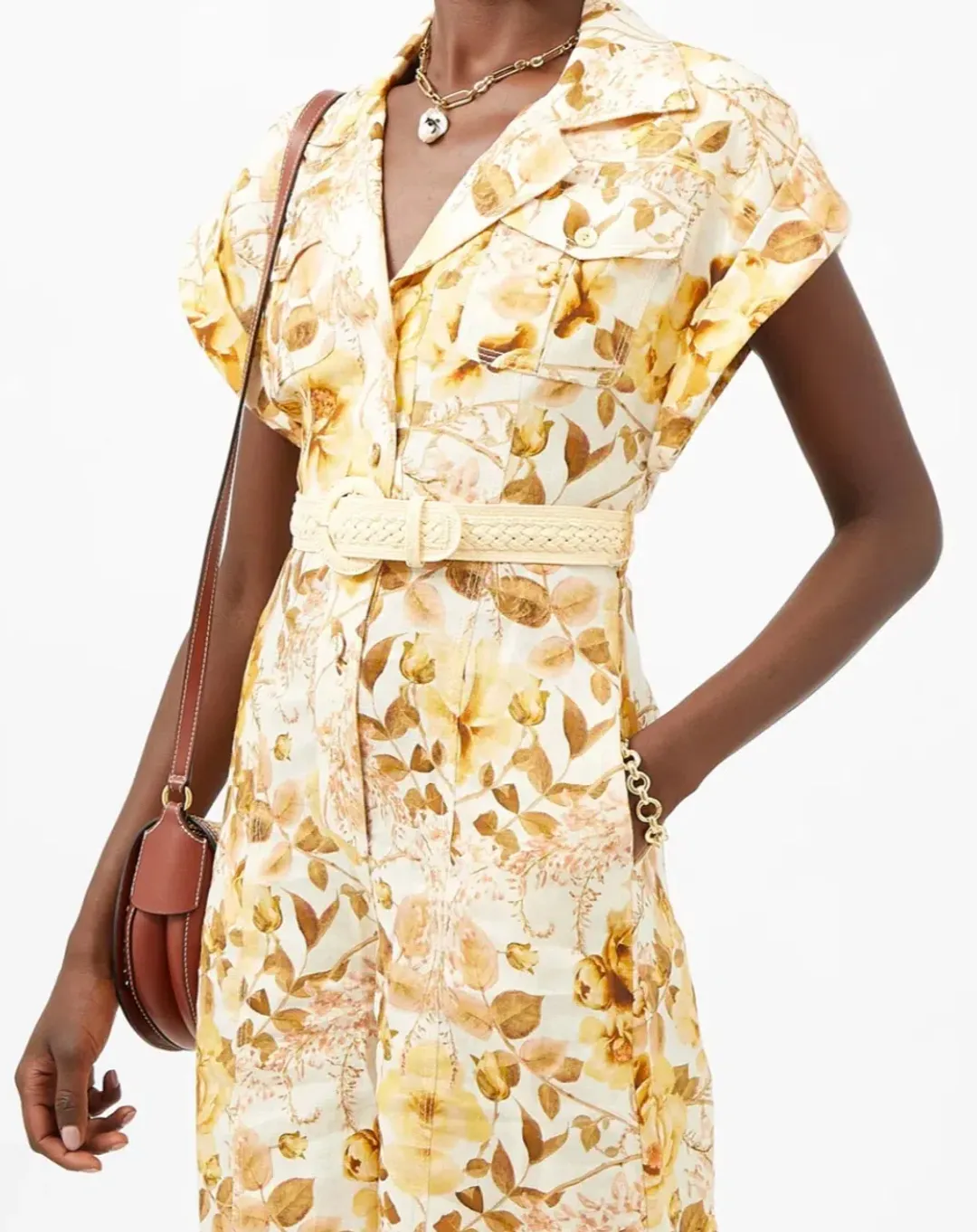 Zimmerman Rosa Roll Cuff Jumpsuit Floral Print Size 3 for rent on The Volte - main image