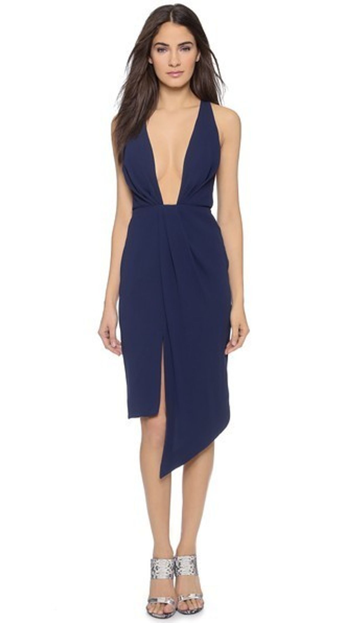 Crepe Deep V Gathered Dress for rent on The Volte - main image
