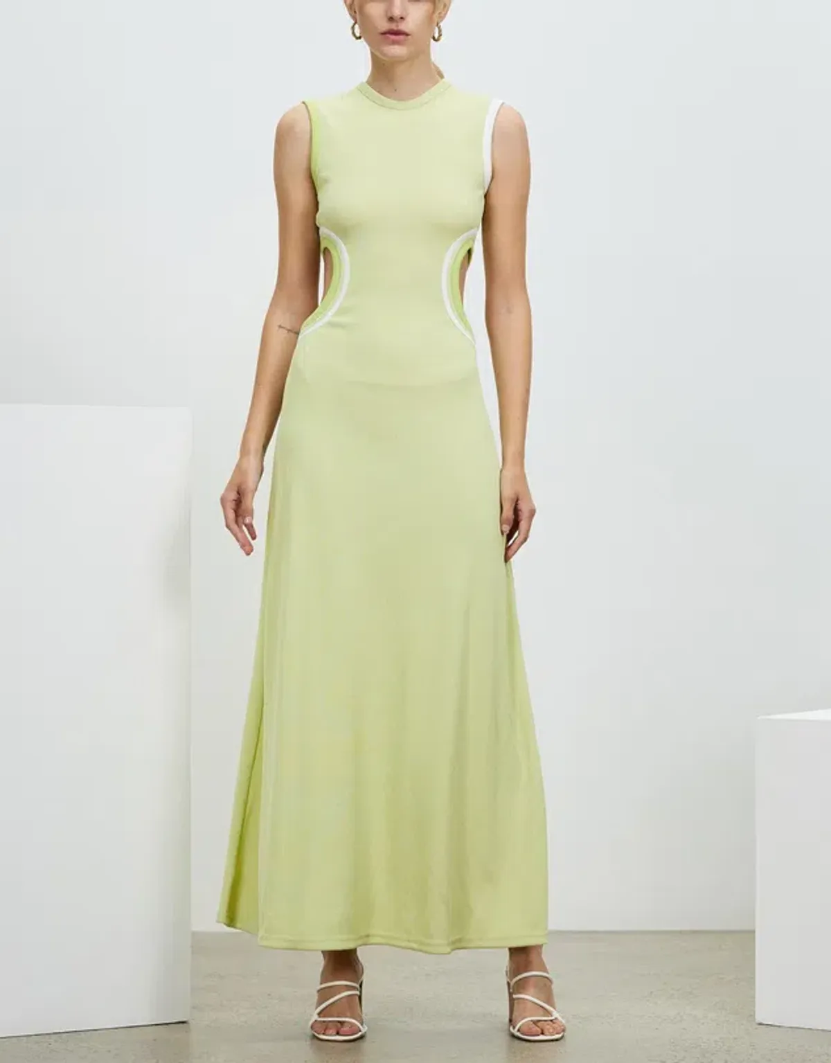 Christopher Esber Multi Bind Fran Dress in Pistachio Multi Green Size 12 for rent on The Volte - main image