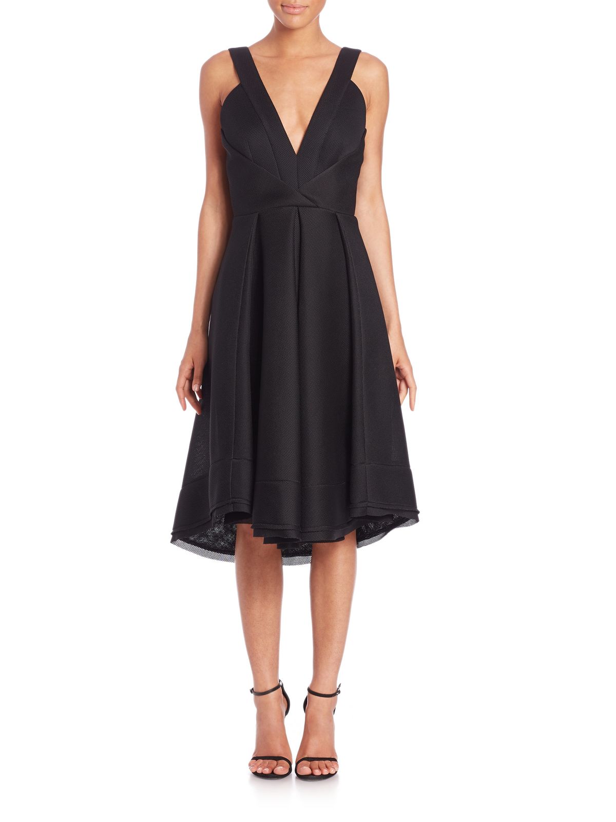 Nicholas Mesh Deep V Gown Black Size 8 for rent on The Volte - main image