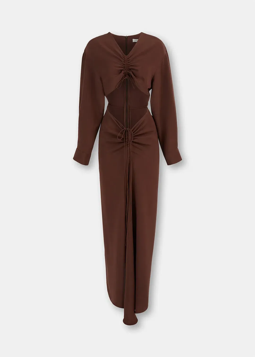 Christopher Esber The Ruched Disconnect Shirt Dress Brown Size 12  for rent on The Volte - main image