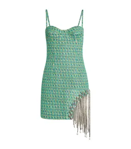 Area NYC Tweed Crystal Mini Dress Green Size 8  for rent on The Volte - image 3