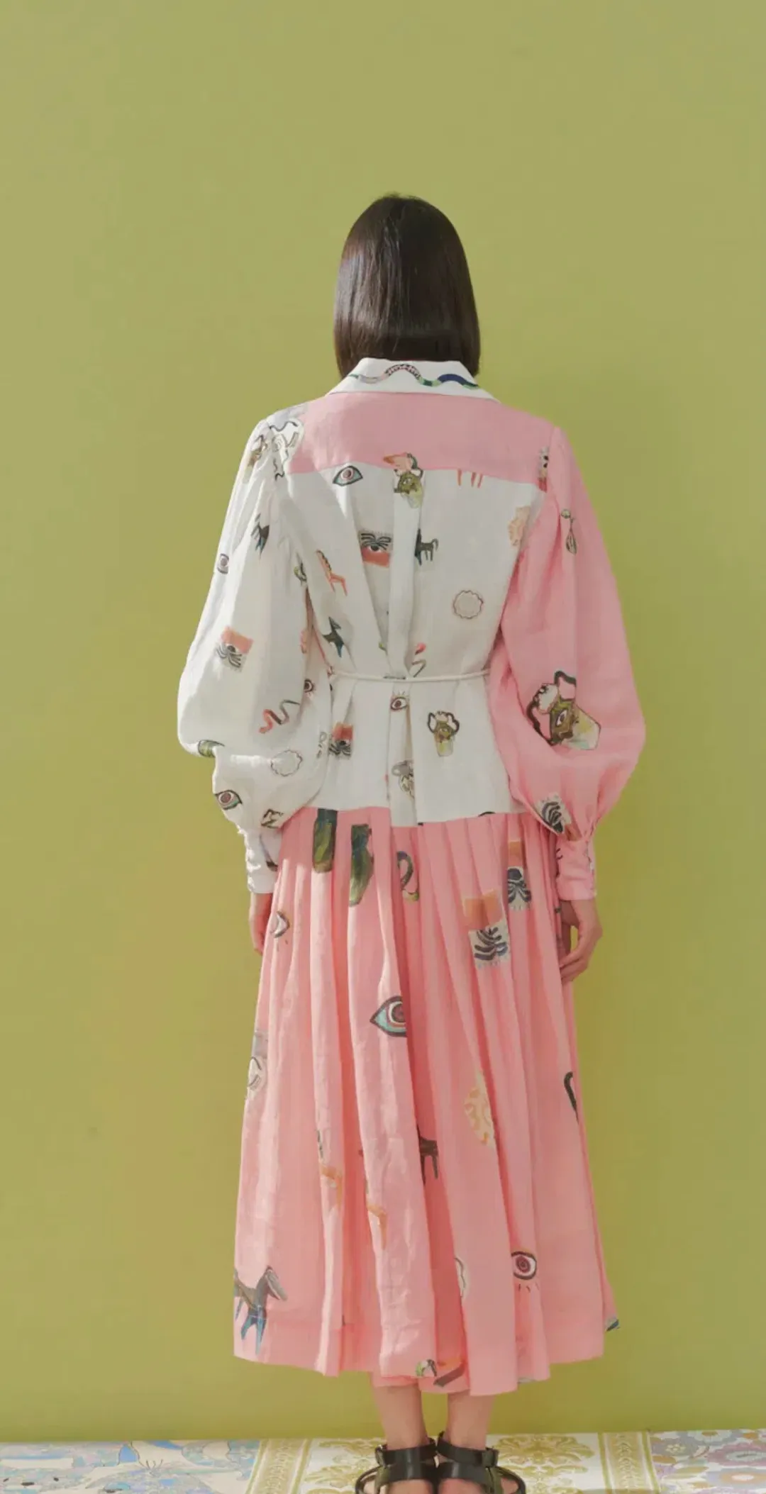 Alemais Cleo Patchwork Shirtdress Pink Size 14 for rent on The Volte - main image