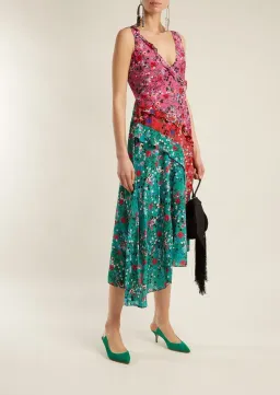 Saloni Aggie Ruffle Midi Dress Print Size 6 for rent on The Volte - image 1
