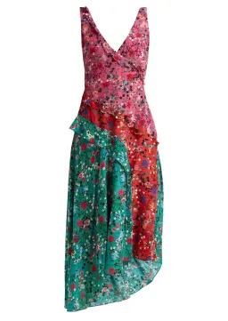 Saloni Aggie Ruffle Midi Dress Print Size 6 for rent on The Volte - image 3