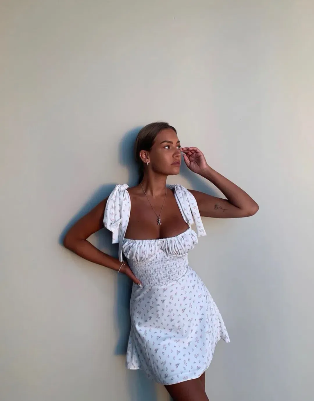 House Of CB Gianna Mini Sundress White Floral Size S / Au 8 for rent on The Volte - main image