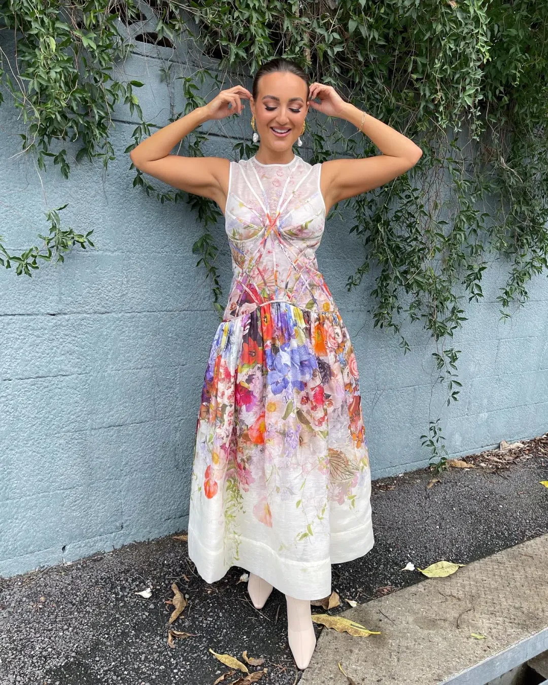 Zimmermann Prima Panelled Midi Dress Multi Floral Size 1 / Au 10 for rent on The Volte - main image