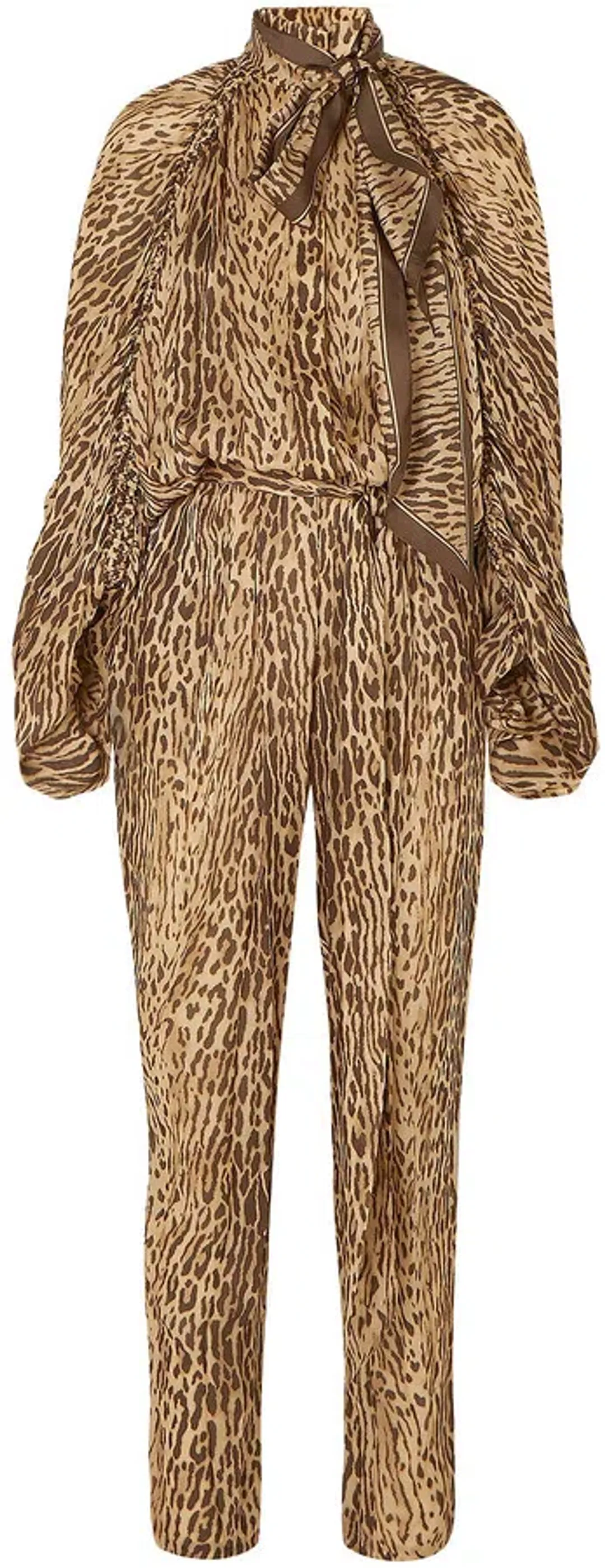 Zimmermann Espionage Tie Neck Leopard Jumpsuit Animal Print Size 0 / AU 8 for rent on The Volte - main image