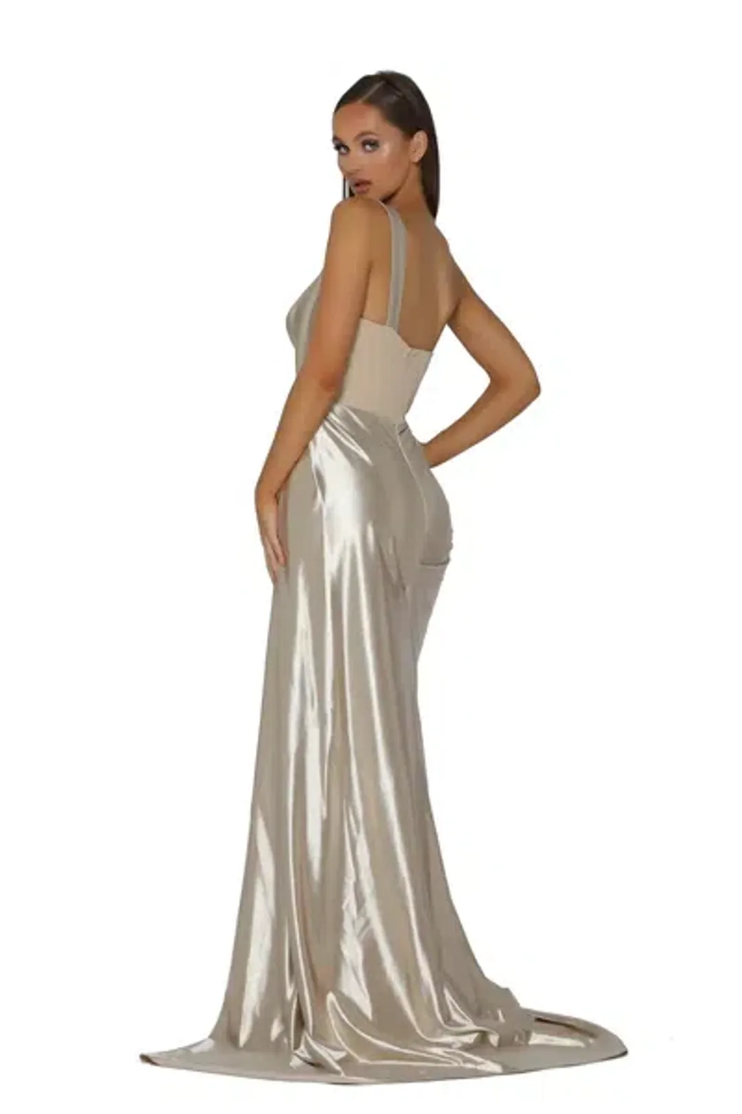 Portia & Scarlett PS5021 Gown Champagne Size 10 for rent on The Volte - main image