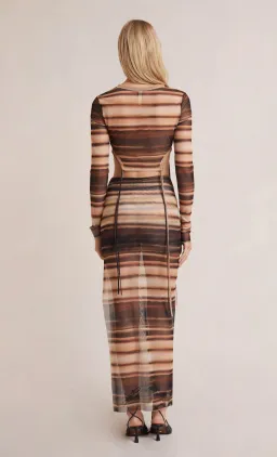 Bec and Bridge Watercolour Long Sleeve Crop Top and Maxi Skirt Set Print Size 8 for rent on The Volte - image 3